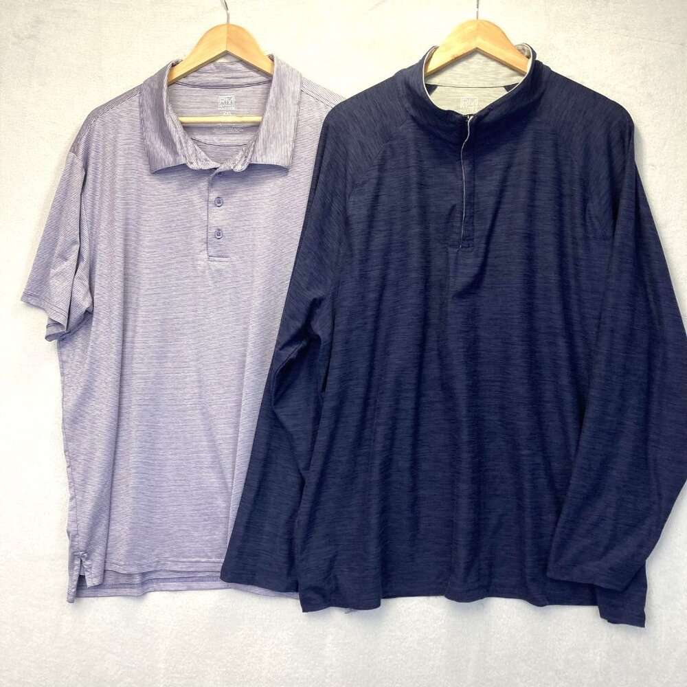 Refined Matter Mens 2XL Performance Polo and 1/4 Zip Pullover Lot Purple Navy